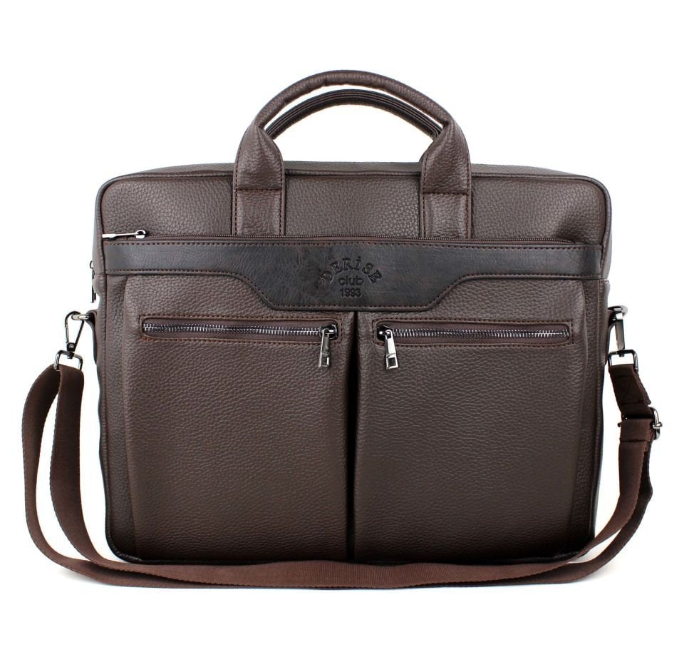 Unisex Kahverengi Çok Bölmeli Omuz Askılı 15.6 Inç Evrak Ve Laptop Çantası