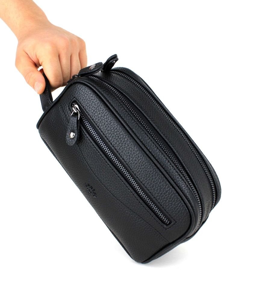 Unisex Siyah Günlük Kozmetik Seyahat Portföy El Çantası