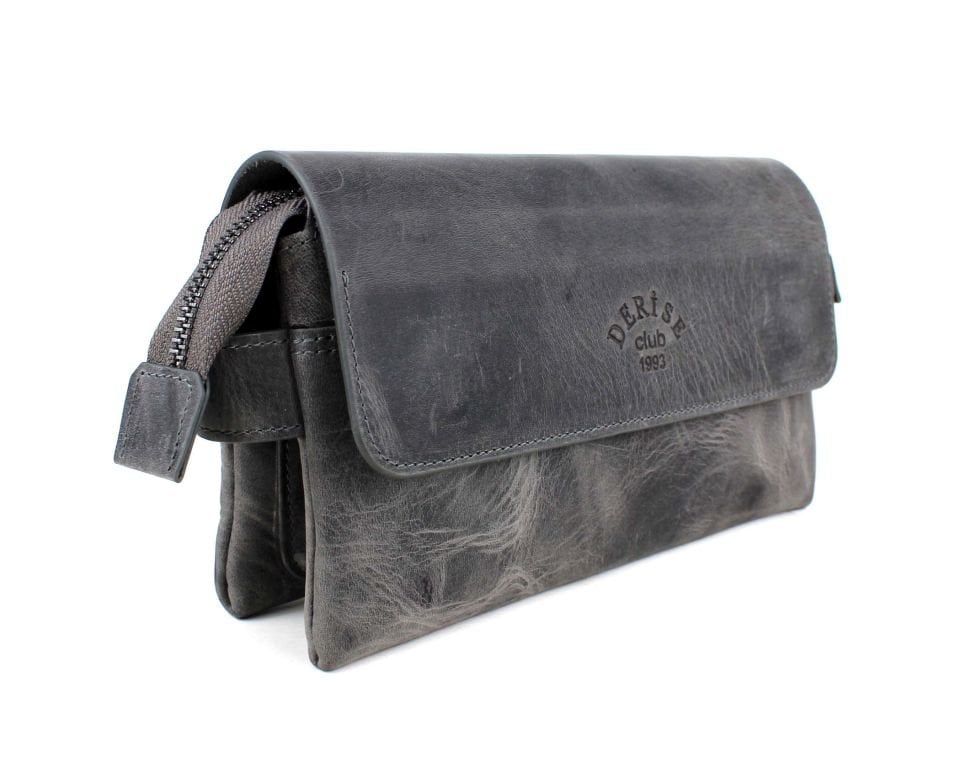 Unisex Lüks Kapaklı Hakiki Deri Portföy Clutch Çanta El Çantası