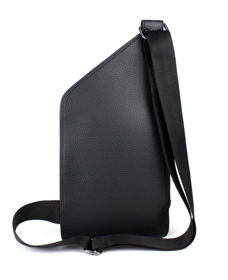 Erkek Siyah Göğüs Çantası Body Bag Çapraz Askılı Suni Deri