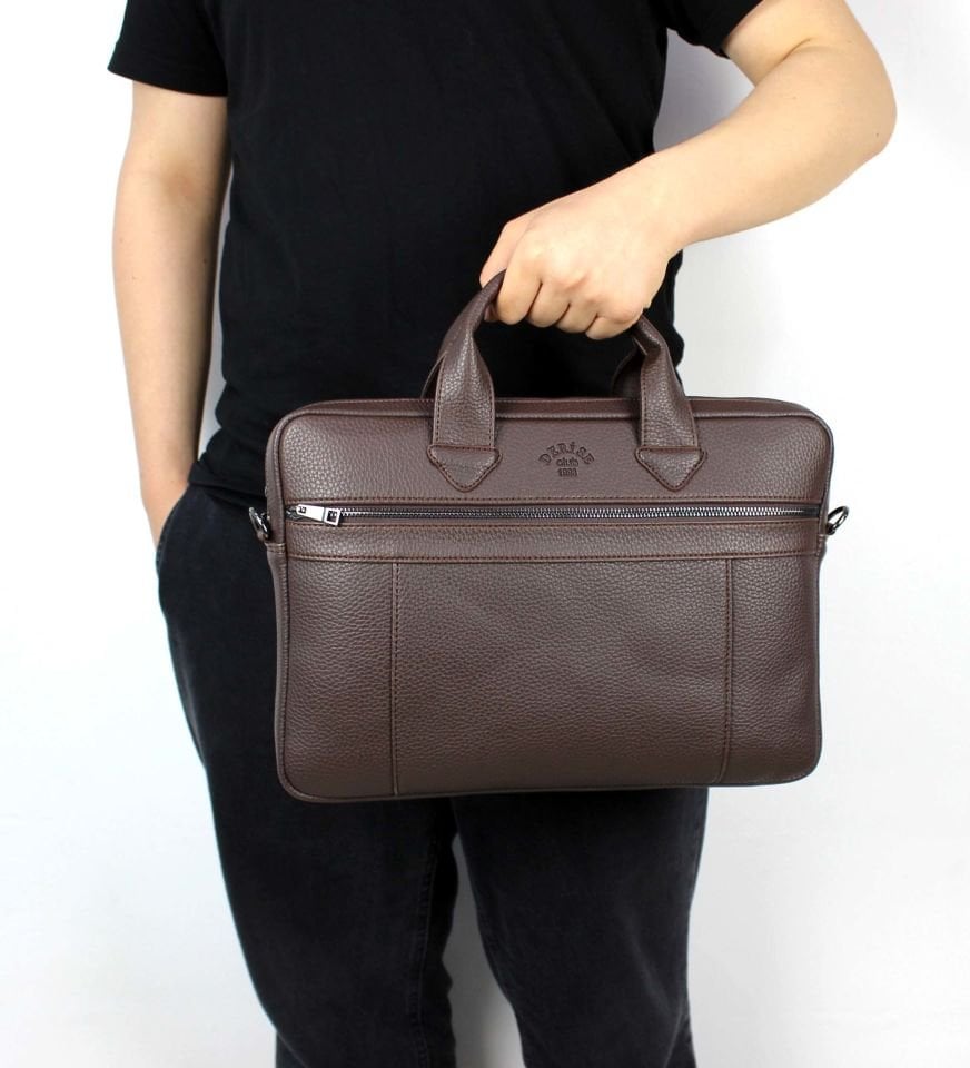 Unisex Kahverengi Çok Bölmeli 14 inç Evrak Ve Laptop Çantası